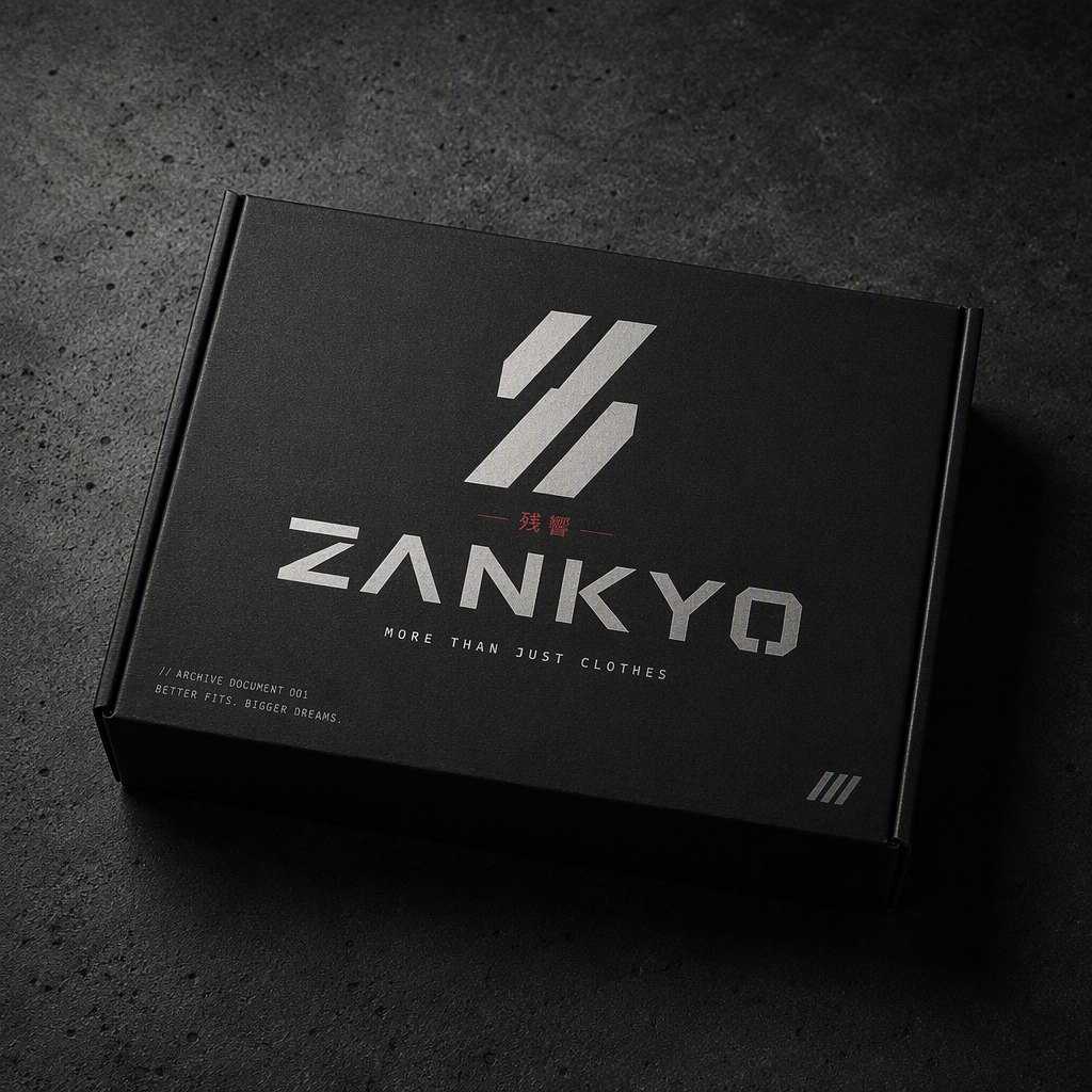 ZANKYO matte black archive box with the metallic silver 3-slash emblem and crimson kanji seal